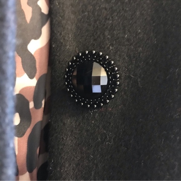 Betsey Johnson Black Wool Blend Coat Knit Bows Pockets Button up Size 2 Pea Coat - Picture 5 of 7